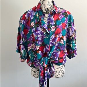 Red and Purple Floral Button Down Shirt